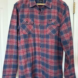 RVCA Men's Red and Blue Plaid Shirt